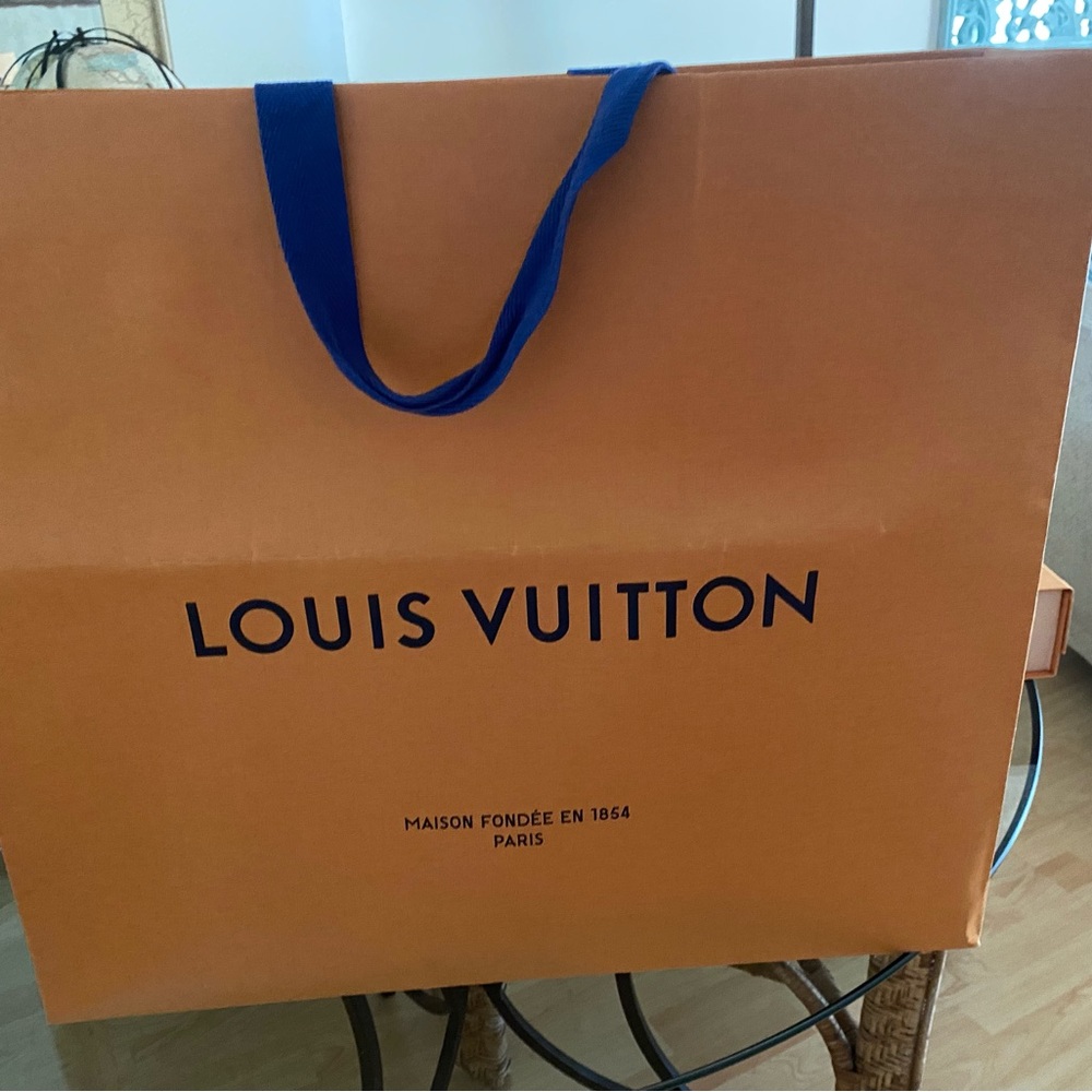 Louis Vuitton Tangerine Bag with Cobalt Handles